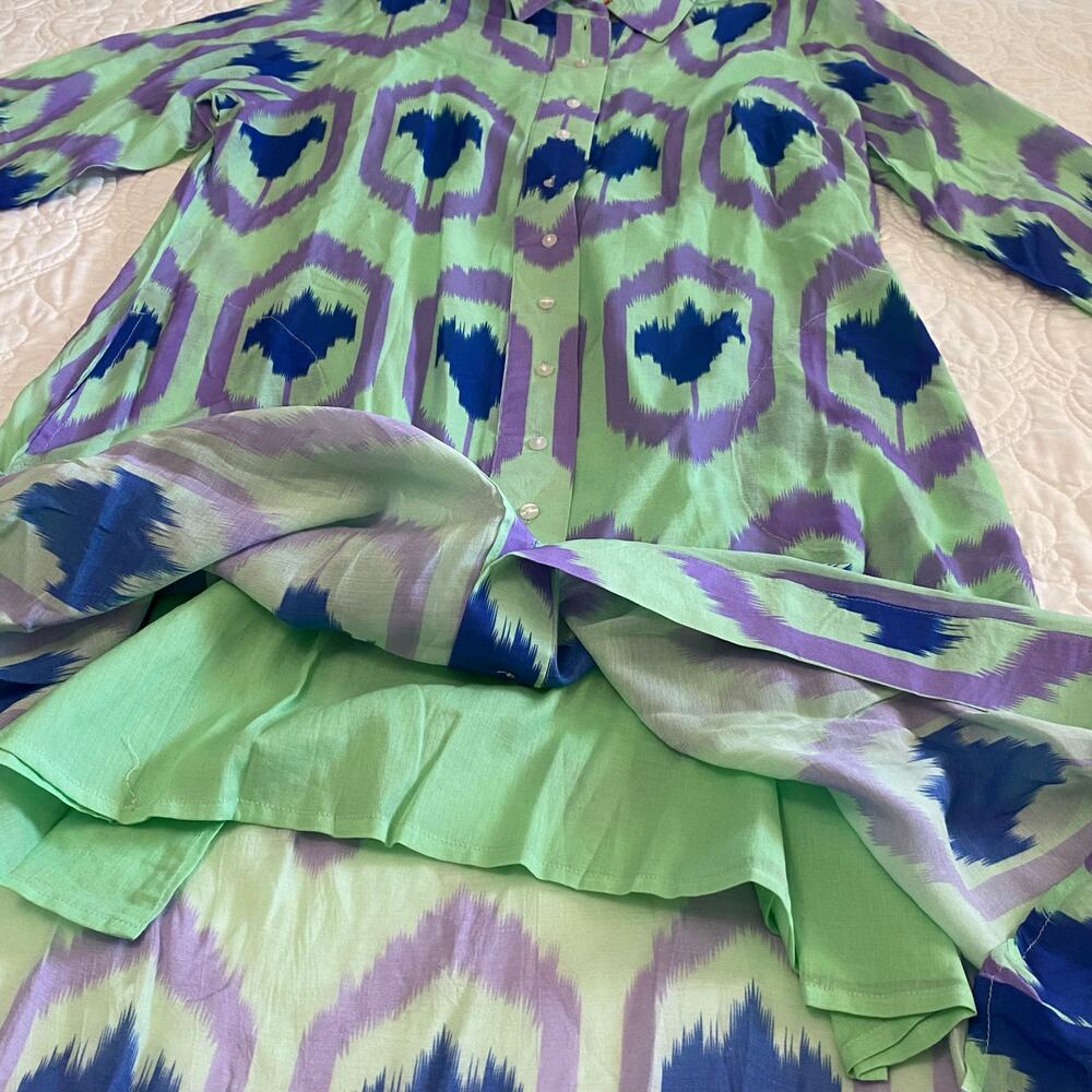 Oliphant Green and Blue Midi Dress - Picture 4 of 13